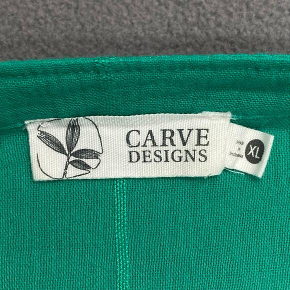 Carve Designs Half Button Down Roll Sleeve Casual Shirt Womens XL Green Sheer - Picture 13 of 14